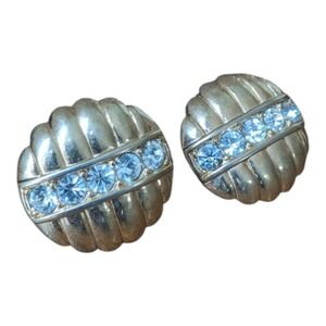 S.A.L. Swarovski Rhinestone Pierced Earrings Gold‎ Tone Vintage